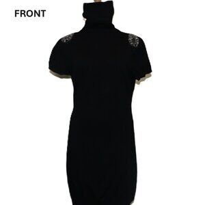 Venus Women's Black Mini Dress` Turtle Nick